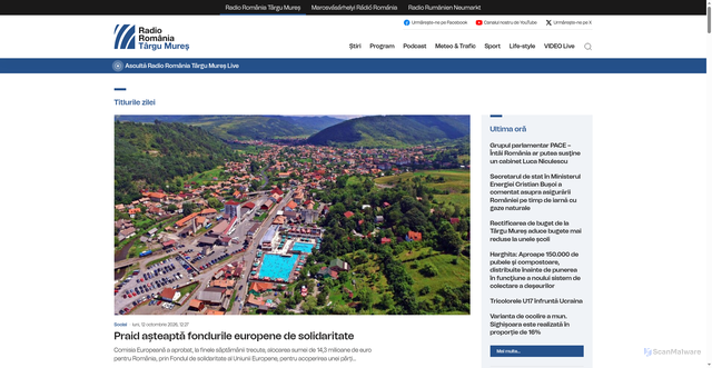 Security scan screenshot of https://radiomures.ro
