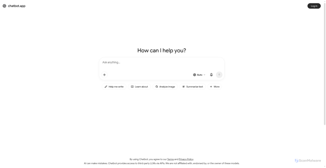 Security scan screenshot of https://chat.chatbot.app