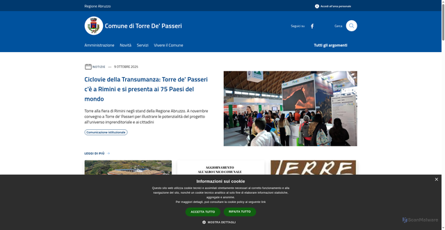 Security scan screenshot of https://www.comune.torredepasseri.pe.it/it