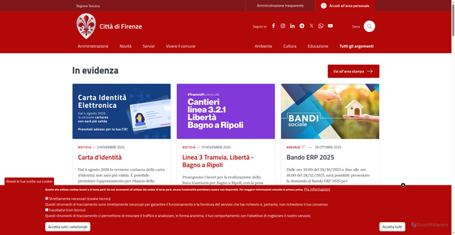 Security scan screenshot of https://www.comune.firenze.it/
