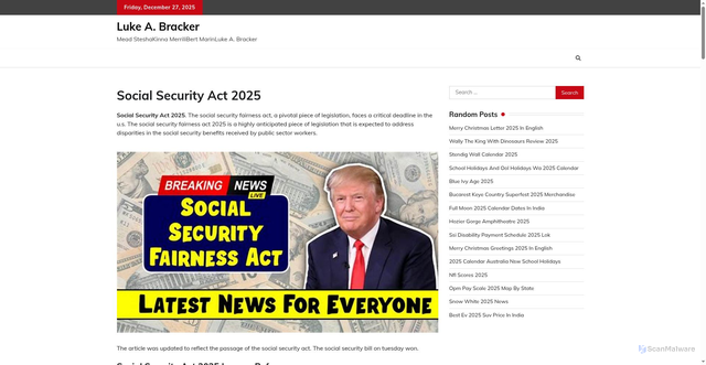 Security scan screenshot of https://lukebrackera.pages.dev/lukww-social-security-act-2025-tiztw/