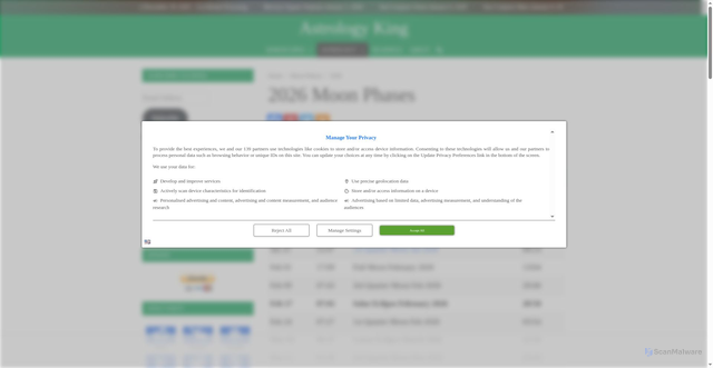 Security scan screenshot of https://astrologyking.com/2026-moon-phases-calendar/