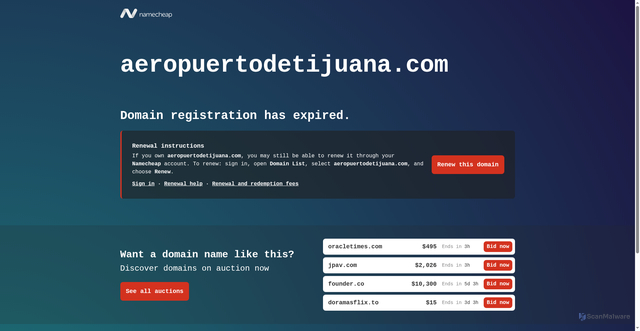 Security scan screenshot of https://aeropuertodetijuana.com/