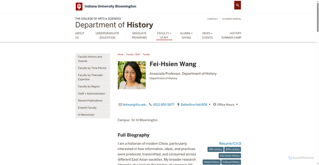 Security scan screenshot of https://history.indiana.edu/faculty_staff/faculty/wang_fei-hsien.html