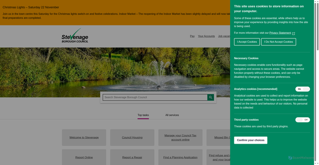 Security scan screenshot of https://www.stevenage.gov.uk/