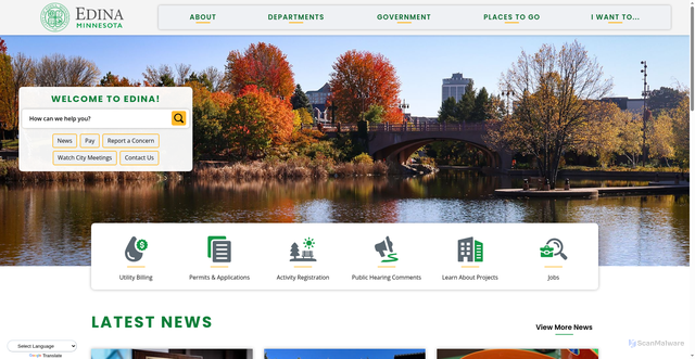Security scan screenshot of https://www.edinamn.gov/