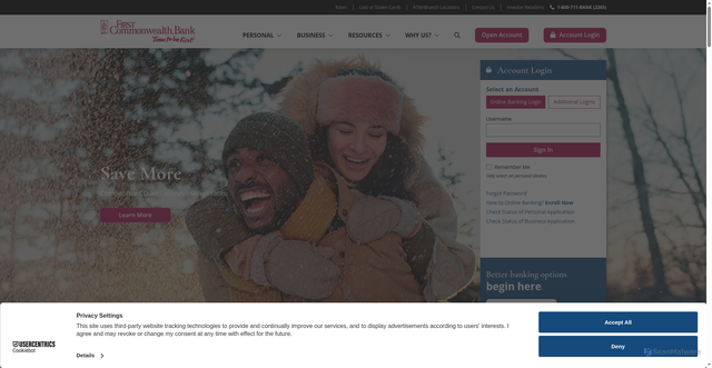 Security scan screenshot of https://fcbanking.com