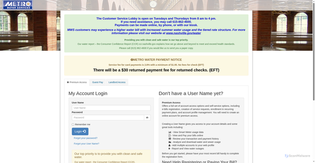 Security scan screenshot of https://mwsonline.nashville.gov/