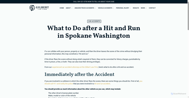 Security scan screenshot of https://wagilbert.com/what-to-do-after-a-hit-and-run-in-washington/