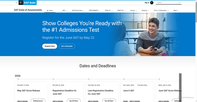 Security scan screenshot of https://satsuite.collegeboard.org