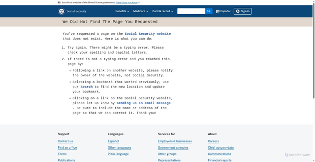 Security scan screenshot of https://www.ssa.gov/agency/contact/locations.html