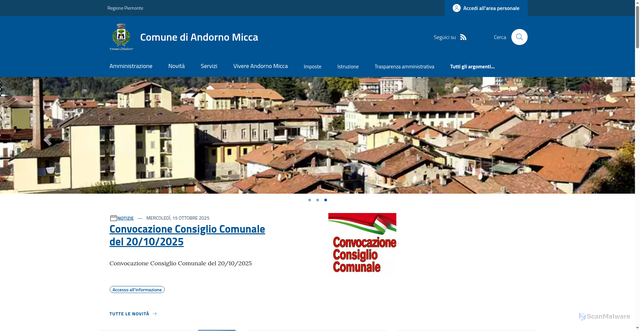 Security scan screenshot of https://www.comune.andornomicca.bi.it/