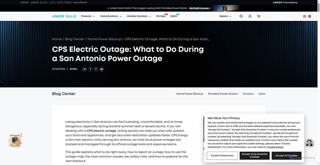 Security scan screenshot of https://www.ankersolix.com/blogs/home-power-backup/cps-electric-outage