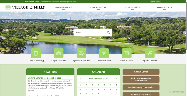Security scan screenshot of https://thehillstx.gov/