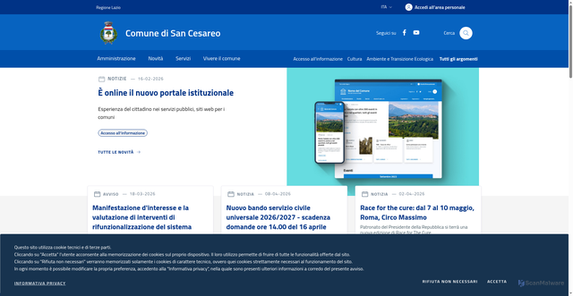 Security scan screenshot of https://www.comune.sancesareo.rm.it/