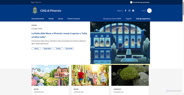 Security scan screenshot of https://www.comune.pinerolo.to.it