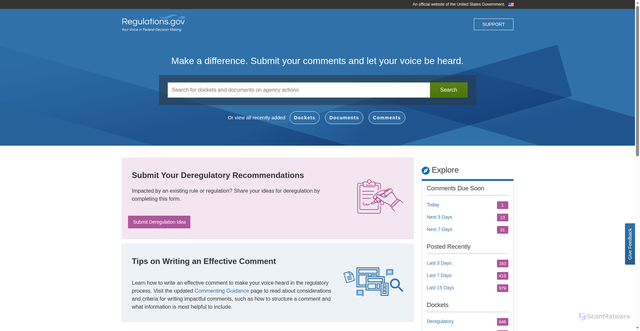Security scan screenshot of https://www.regulations.gov/