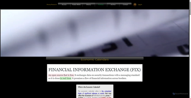 Security scan screenshot of https://www.braceyresearch.com/economic-calendars