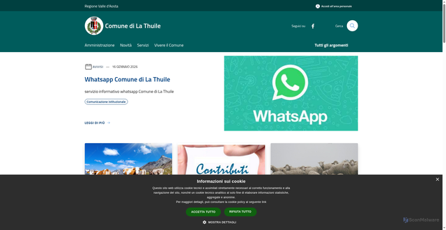 Security scan screenshot of https://www.comune.la-thuile.ao.it/it
