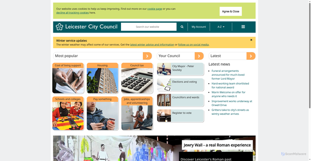 Security scan screenshot of http://www.leicester.gov.uk/