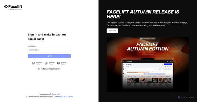 Security scan screenshot of https://facelift-cloud.com