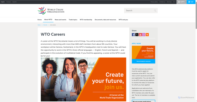 Security scan screenshot of https://fds-16-fcblz-151543-vb50d.pages.dev/english/thewto_e/vacan_e/recruit_e.htm