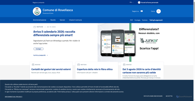 Security scan screenshot of https://www.comune.rovellasca.co.it/