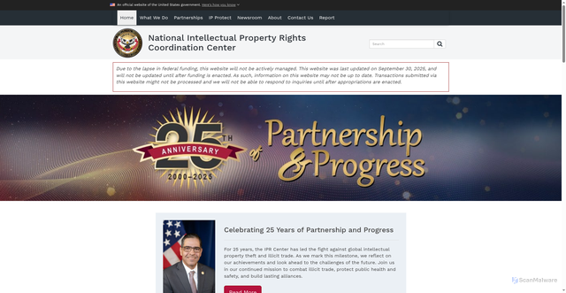 Security scan screenshot of https://www.iprcenter.gov/