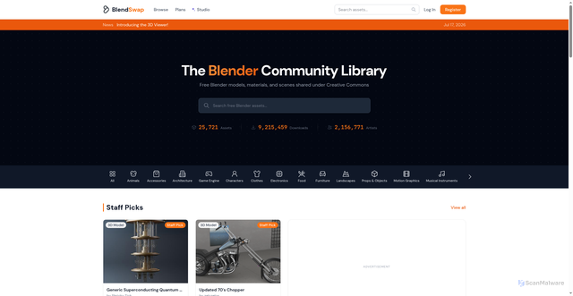 Security scan screenshot of https://blendswap.com