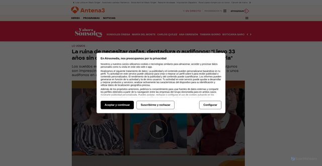 Security scan screenshot of https://www.antena3.com/programas/y-ahora-sonsoles/ruina-necesitar-gafas-dentadura-audifonos-llevo-33-anos-cambiarme-dentadura-porque-puedo-pagarla_202605206a0de3063e118765937e65d2.html