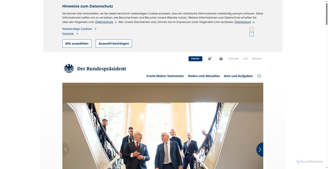 Security scan screenshot of https://www.bundespraesident.de/DE/startseite/startseite_node.html