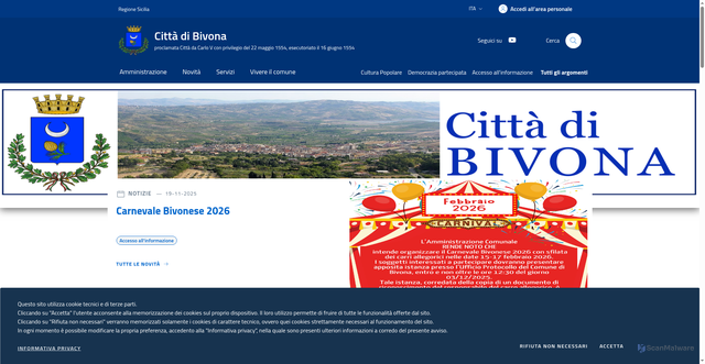 Security scan screenshot of https://www.comune.bivona.ag.it/