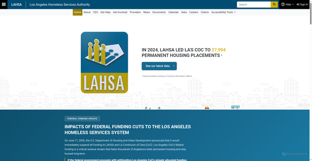 Security scan screenshot of https://www.lahsa.org