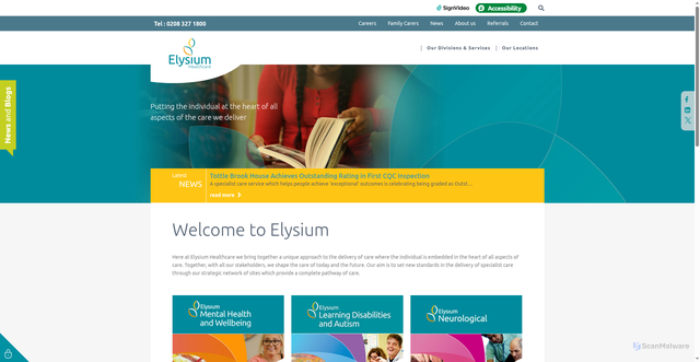 Security scan screenshot of https://www.elysiumhealthcare.co.uk