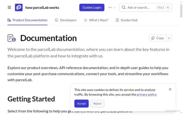 Security scan screenshot of https://api.parcellab.com/