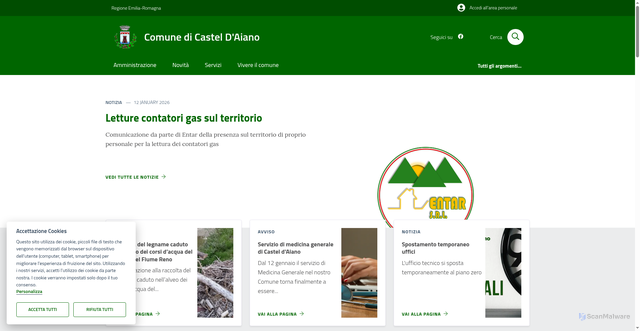 Security scan screenshot of https://www.comune.casteldaiano.bo.it/