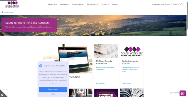 Security scan screenshot of https://www.sypensions.org.uk