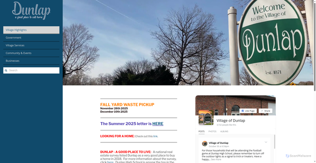 Security scan screenshot of https://www.villageofdunlap-il.gov/