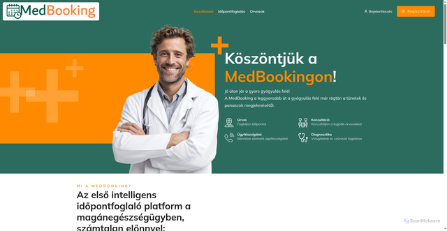 Security scan screenshot of http://dev.medbooking.hu/