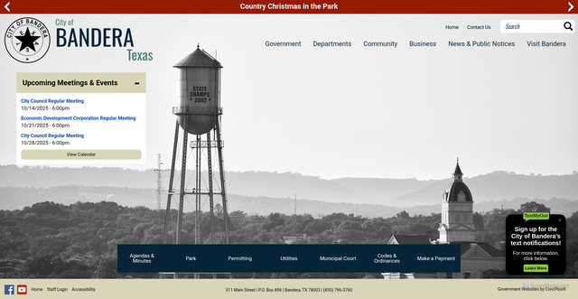 Security scan screenshot of https://www.banderatx.gov/