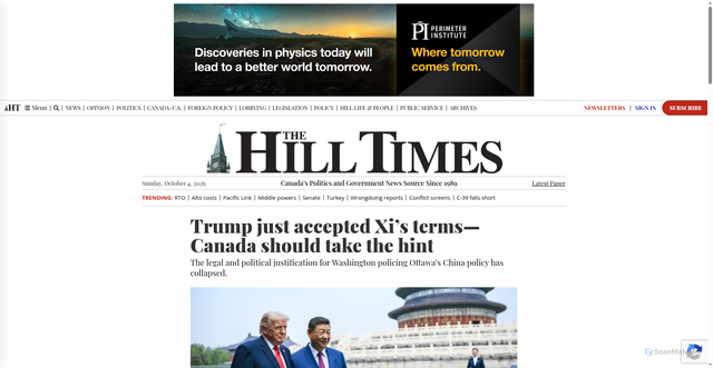 Security scan screenshot of https://www.hilltimes.com/2026/09/09/were-in-this-for-the-long-haul-canada-must-brace-for-new-reality-with-u-s-beyond-electoral-calendar-says-clcs-bruske/517151/