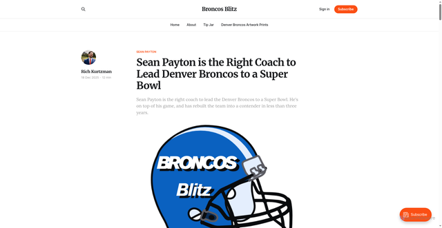 Security scan screenshot of https://www.thebroncosblitz.com/sean-payton-is-the-right-coach-to-lead-denver-broncos-to-a-super-bowl/