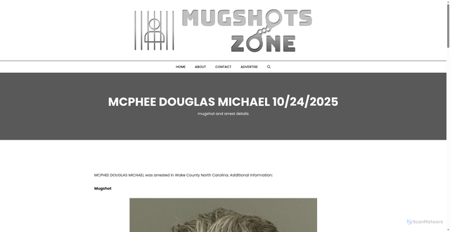 Security scan screenshot of https://wakenc.mugshots.zone/mcphee-douglas-michael-mugshot-10-24-2025/