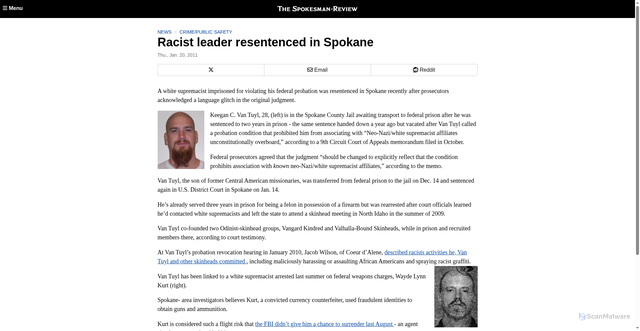 Security scan screenshot of https://www.spokesman.com/stories/2011/jan/20/racist-leader-resentenced-spokane/