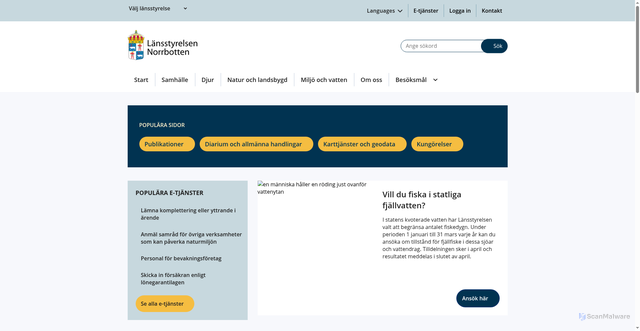 Security scan screenshot of https://www.lansstyrelsen.se/norrbotten