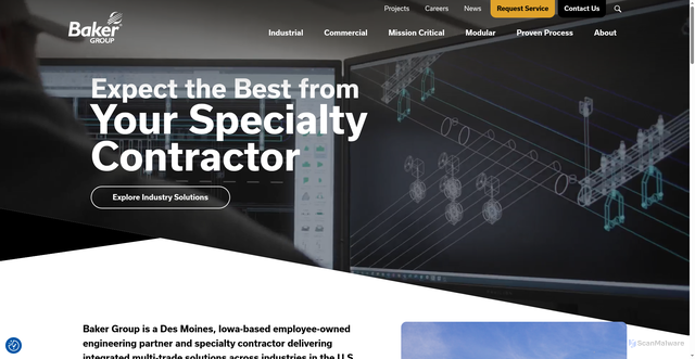 Security scan screenshot of https://www.thebakergroup.com