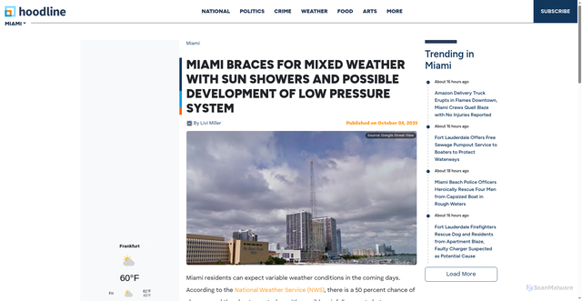 Security scan screenshot of https://hoodline.com/2025/10/miami-braces-for-mixed-weather-sun-showers-and-possible-development-of-low-pressure-system/