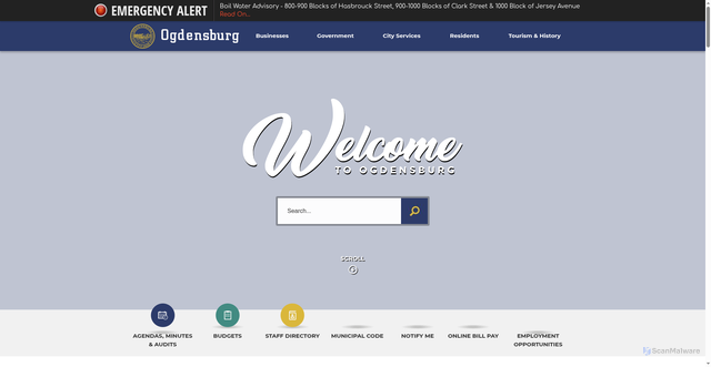 Security scan screenshot of https://ogdensburgny.gov/