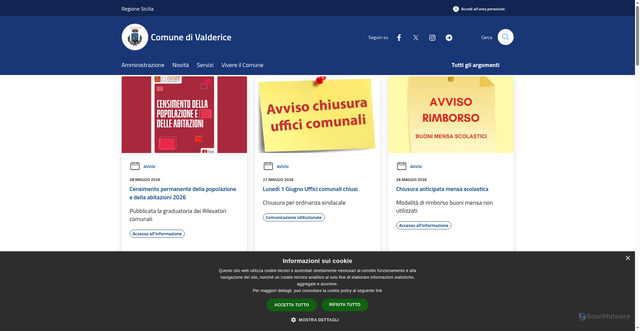 Security scan screenshot of https://www.comune.valderice.tp.it