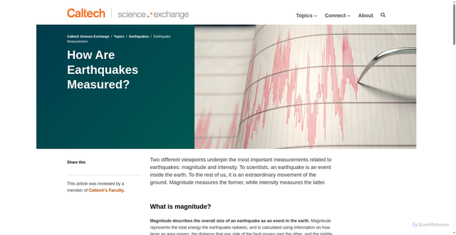Security scan screenshot of https://scienceexchange.caltech.edu/topics/earthquakes/earthquakes-measured